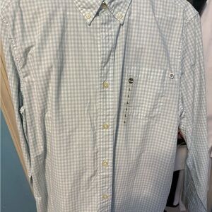 Timberland Light Blue Gingham Button-Down Shirt